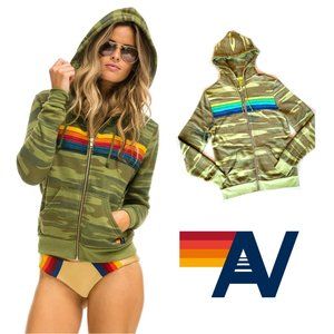 AVIATOR NATION Classic 5 Stripe Zip Camo Hoodie (RARE Color)